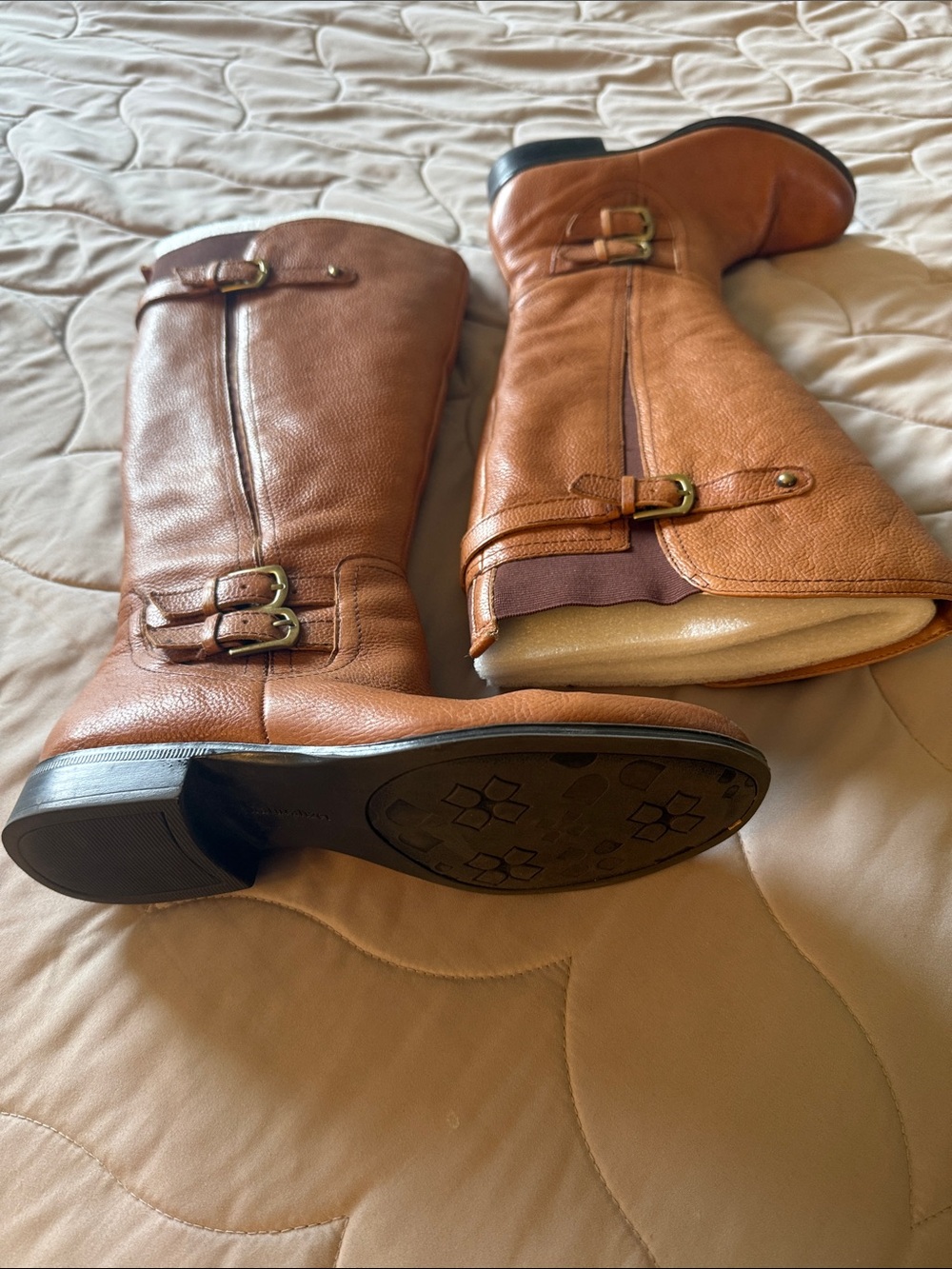 Naturalizer Cognac Wide-Calf Leathet Riding Boots